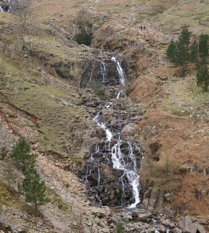 A waterfall off the Langdale Pikes