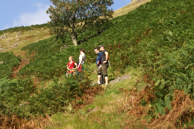 Taking a brief break on the way up